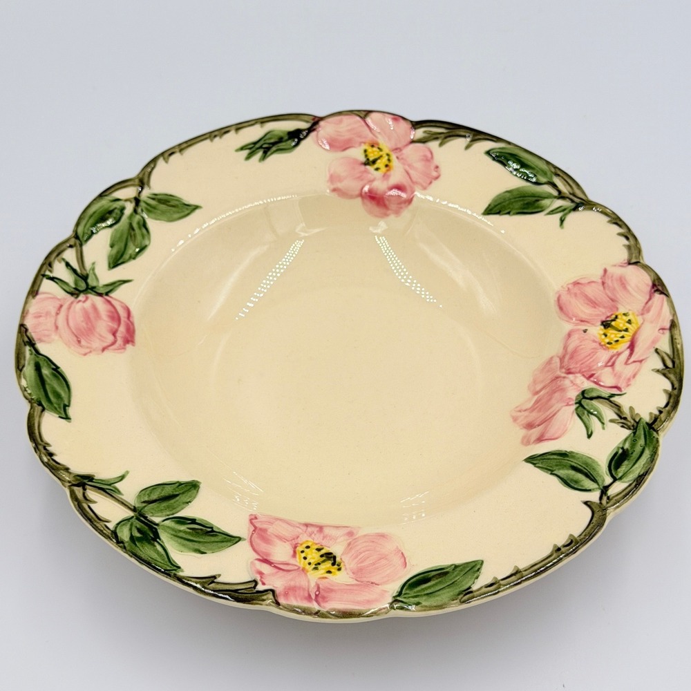 VTG Franciscan Desert Rose Rimmed Soup Bowl California USA Hand Decorated